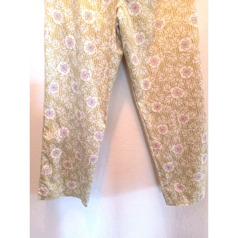 Vtg Sigrid Olsen Deco 20 Floral Pants Size 12 Side Zip Cotton Blend Straight Leg - Picture 9 of 14